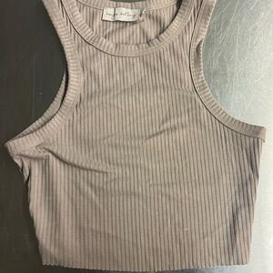 Ribbed Tank Top in Taupe